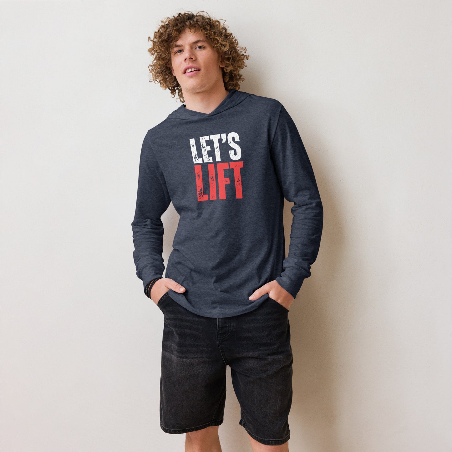 LET'S LIFT Hooded long-sleeve tee
