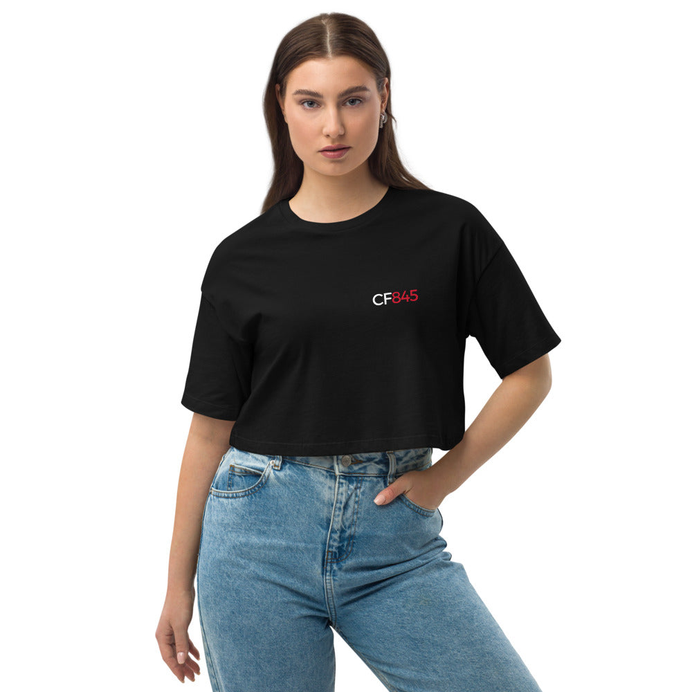 CF845 Loose drop shoulder crop top