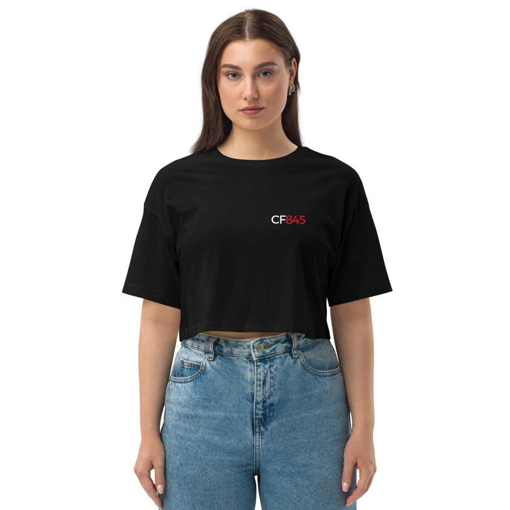 CF845 Loose drop shoulder crop top